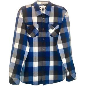 Ocean Current Buffalo Plaid Shirt in White/Blue/Black Men’s L